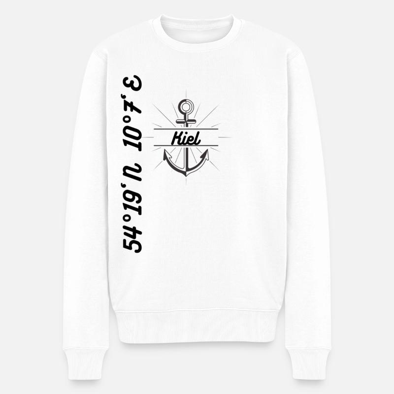Kiel Koordinaten Design Maritim - Männer Premium Bio Pullover - Weiß