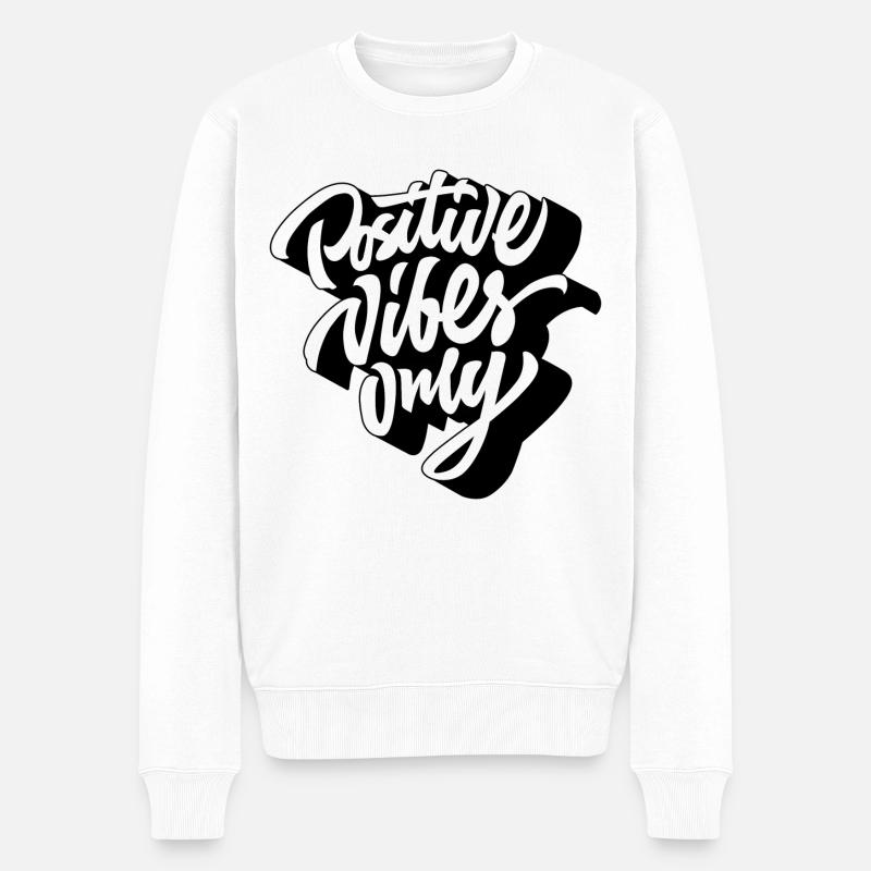 Vibes Graphic Vibrations positives uniquement - Pull Premium bio Homme - blanc