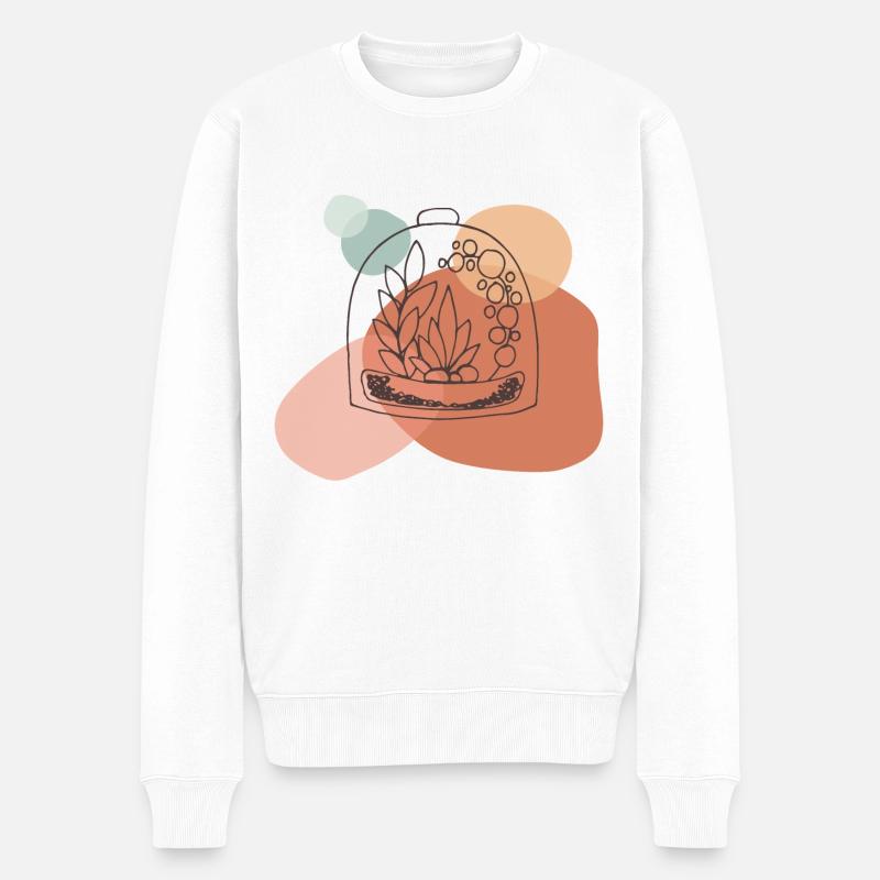 Terrarium Line Art - Pull Premium bio Homme - blanc
