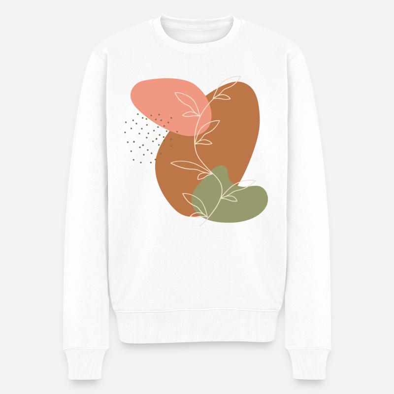Branche feuilles Line Art - Pull Premium bio Homme - blanc