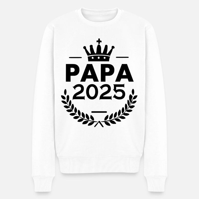 Papa 2025 - Männer Premium Bio Pullover - Weiß