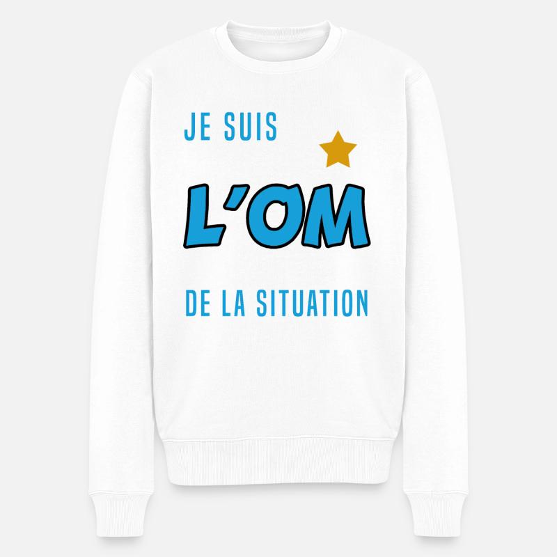 Je suis l'OM de la situation " fan de l'OM " - Pull Premium bio Homme - blanc