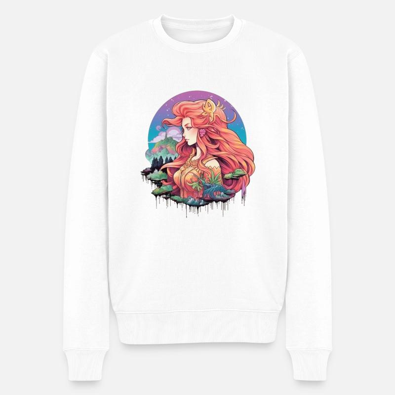 Wundervolles Märchen Mädchen von Yasin Akman Art - Männer Premium Bio Pullover - Weiß