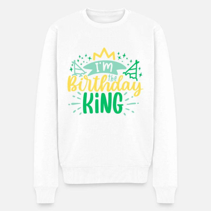 I'm the Birthday KING - Männer Premium Bio Pullover - Weiß