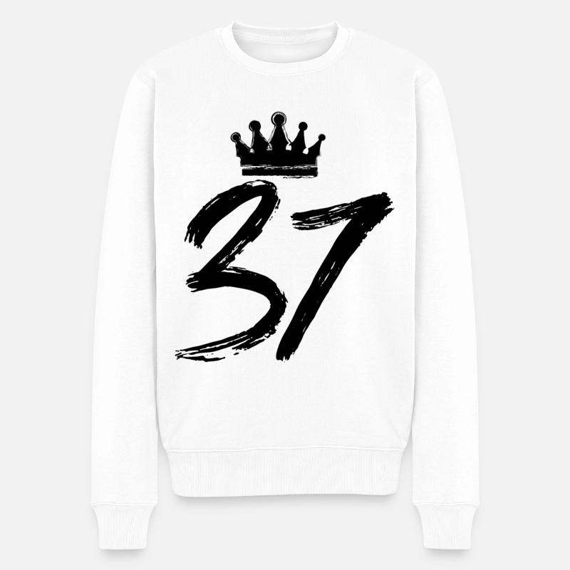 37 Couronne numérique - Pull Premium bio Homme - blanc