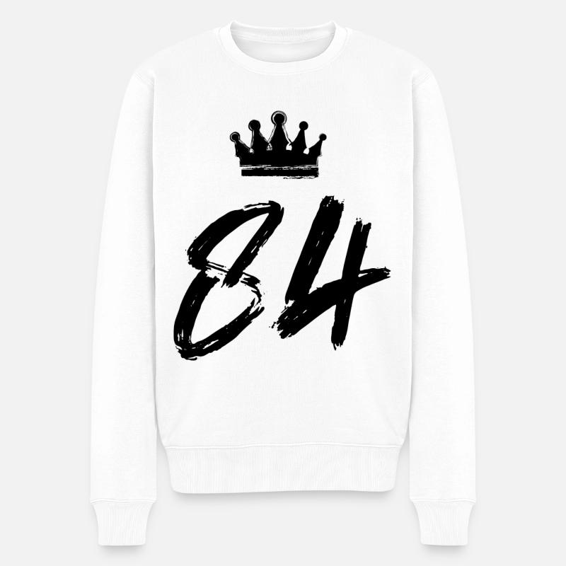 84 Zahl Krone - Männer Premium Bio Pullover - Weiß