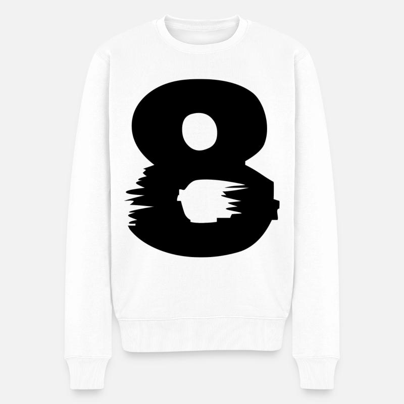 8 Zahl - Männer Premium Bio Pullover - Weiß