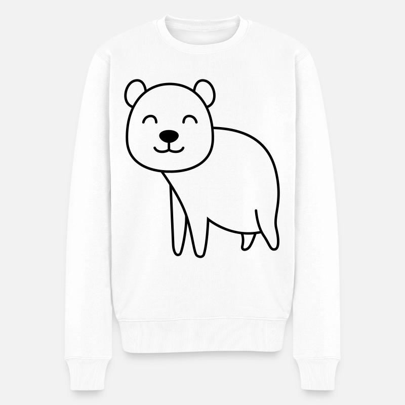 Bär Comic - Männer Premium Bio Pullover - Weiß