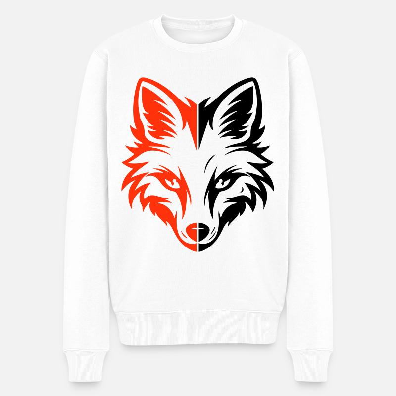 Fuchs Kopf - Männer Premium Bio Pullover - Weiß