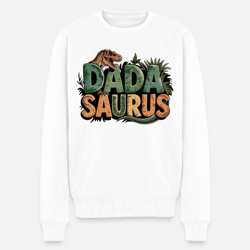 Dinosaure Papa Saurus Cadeau Papa - Pull Premium bio Homme - blanc