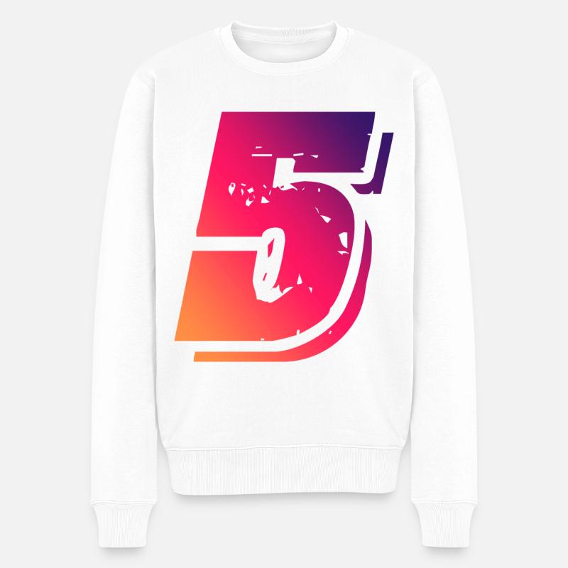 5 Zahl Symbol - Männer Premium Bio Pullover - Weiß