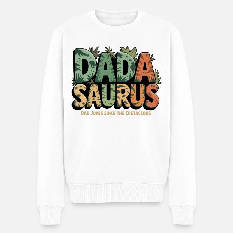 Dinosaurier Papa Saurus Geschenk Papa - Männer Premium Bio Pullover - Weiß