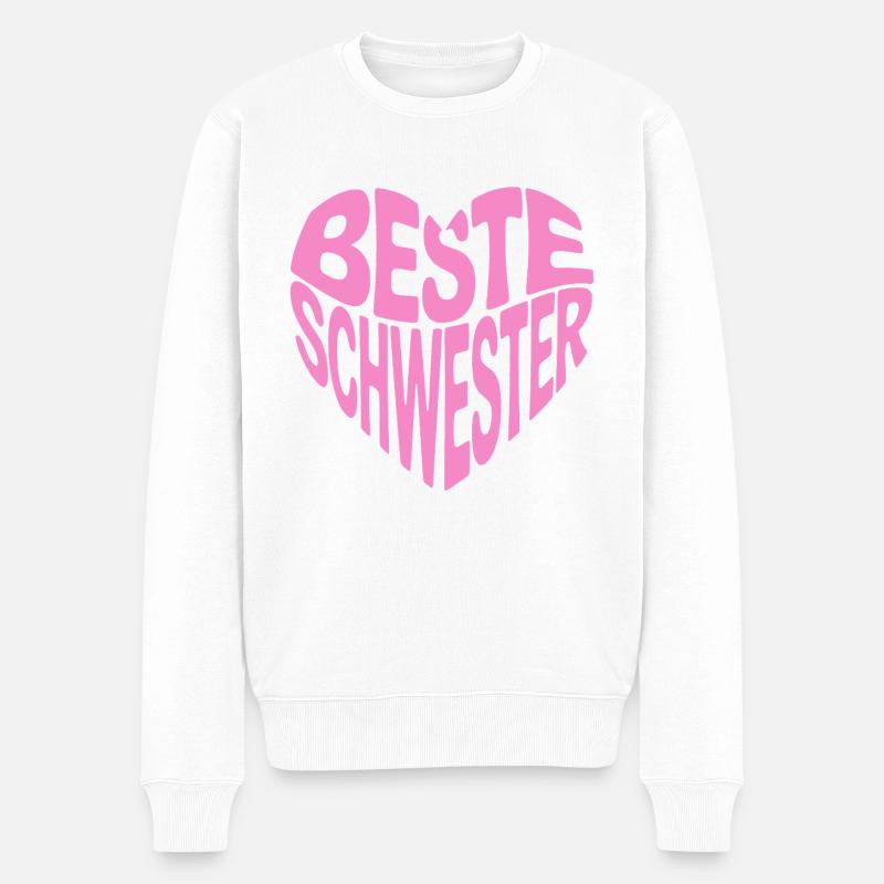 Beste Schwester Herz Spruch - Männer Premium Bio Pullover - Weiß