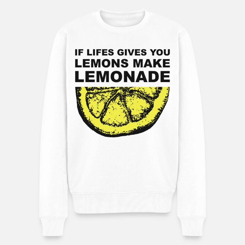 Lemon Lemonade Quote Graphic - Pull Premium bio Homme - blanc