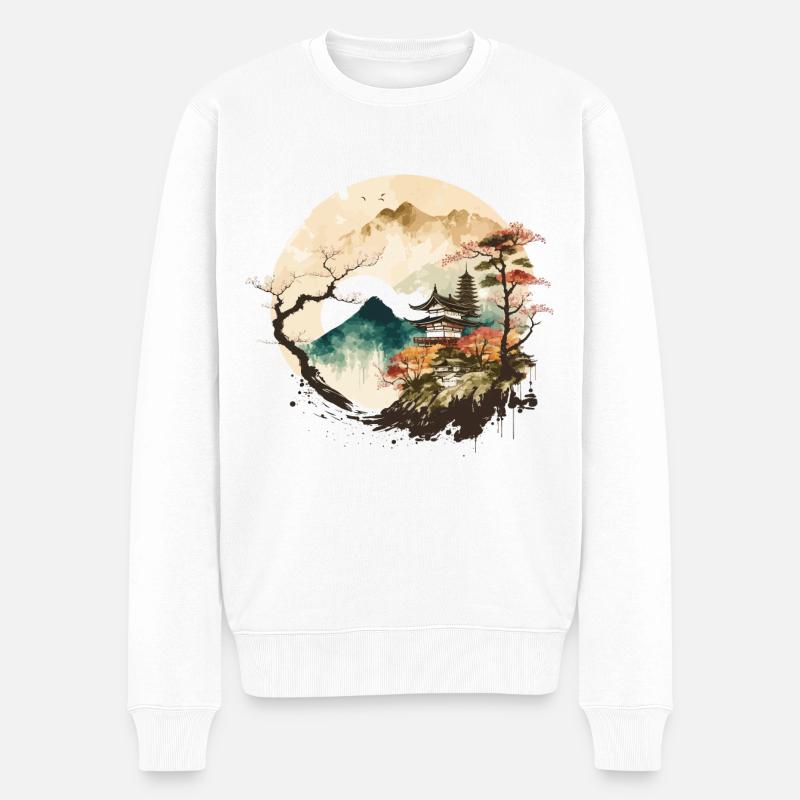 Paysage d’anime - Pull Premium bio Homme - blanc