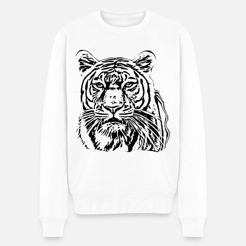 Tiger - Männer Premium Bio Pullover - Weiß