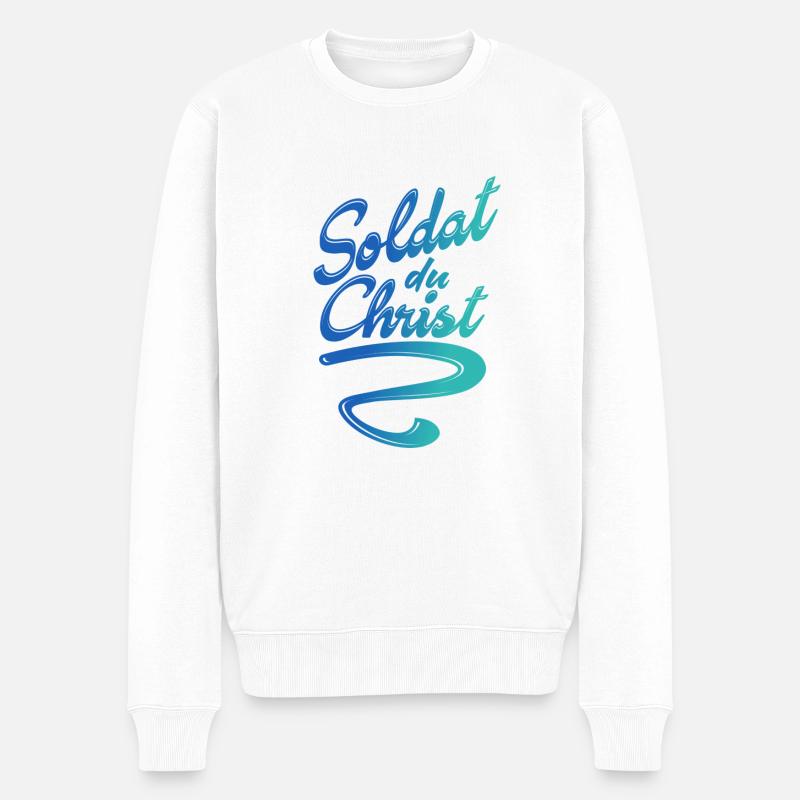 Soldat du Christ bleu - Pull Premium bio Homme - blanc