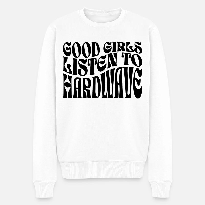 Mädchen hören Hardwave-Musik - Männer Premium Bio Pullover - Weiß