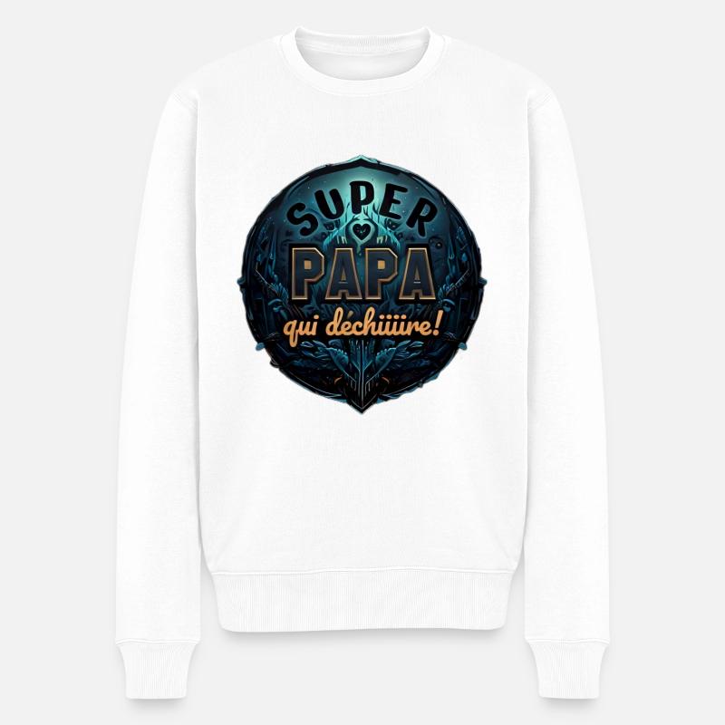 Super papa qui déchire. - Pull Premium bio Homme - blanc