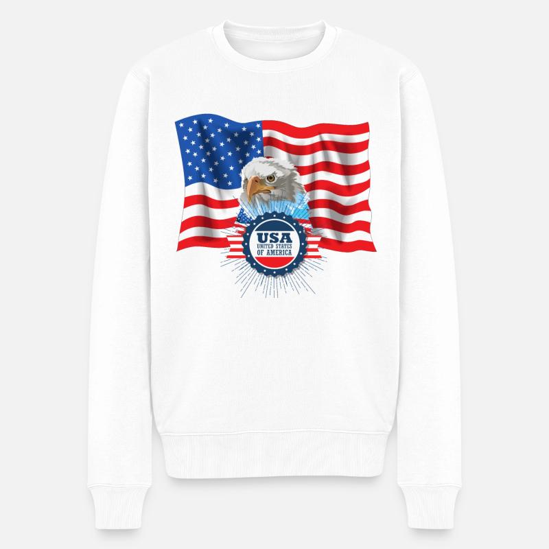 USA, Amerykański Orzeł - Pull Premium bio Homme - blanc