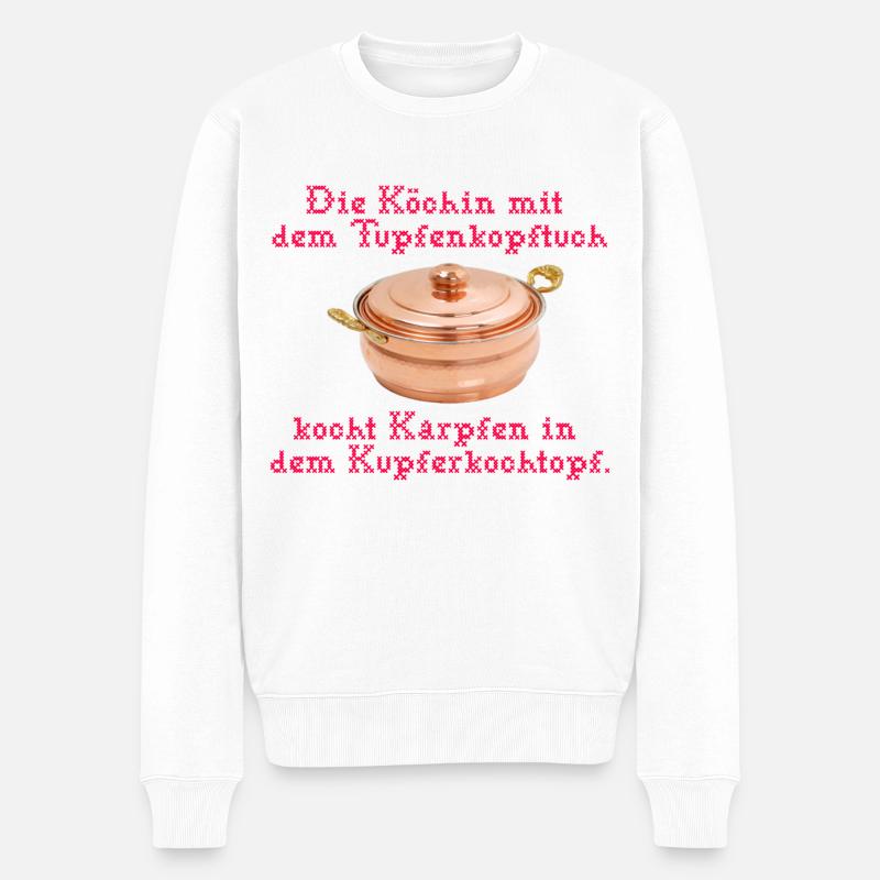 die köchin mit dem tupfenkopftuch rot - Männer Premium Bio Pullover - Weiß