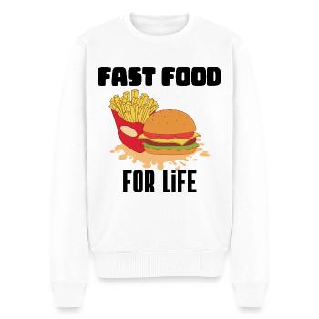 Fast Food fürs Leben - Männer Premium Bio Pullover - Weiß - Vorne - Thijin (182cm)