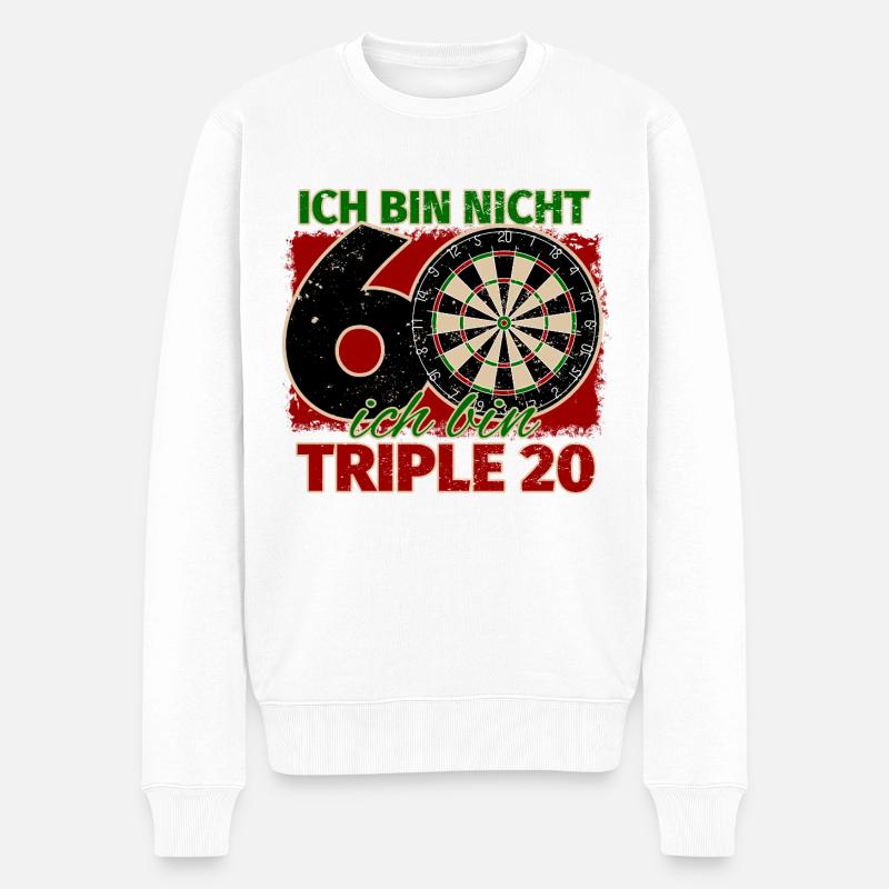 Ich bin nicht 60 ich bin Triple 20 Geburtstag Dart - Männer Premium Bio Pullover - Weiß