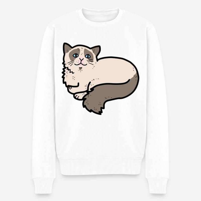 Ragdoll Katze - Männer Premium Bio Pullover - Weiß