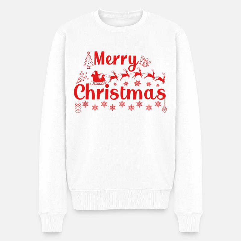 Merry Christmas Weihnachtsmann Weihnachtsbaum - Männer Premium Bio Pullover - Weiß