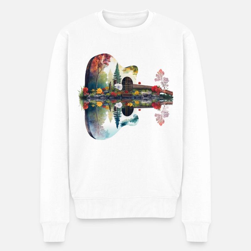 Guitare Cool Nature - Pull Premium bio Homme - blanc