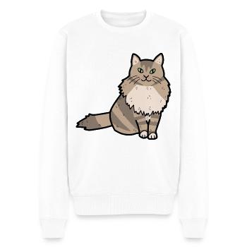 Norwegische Waldkatze - Männer Premium Bio Pullover - Weiß - Vorne - Thijin (182cm)
