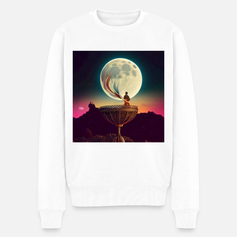 Der Mond - Männer Premium Bio Pullover - Weiß