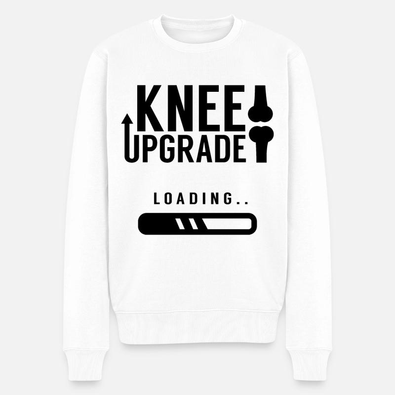 Aufrüstung Des Knies Genesung OP Operation Knie - Männer Premium Bio Pullover - Weiß