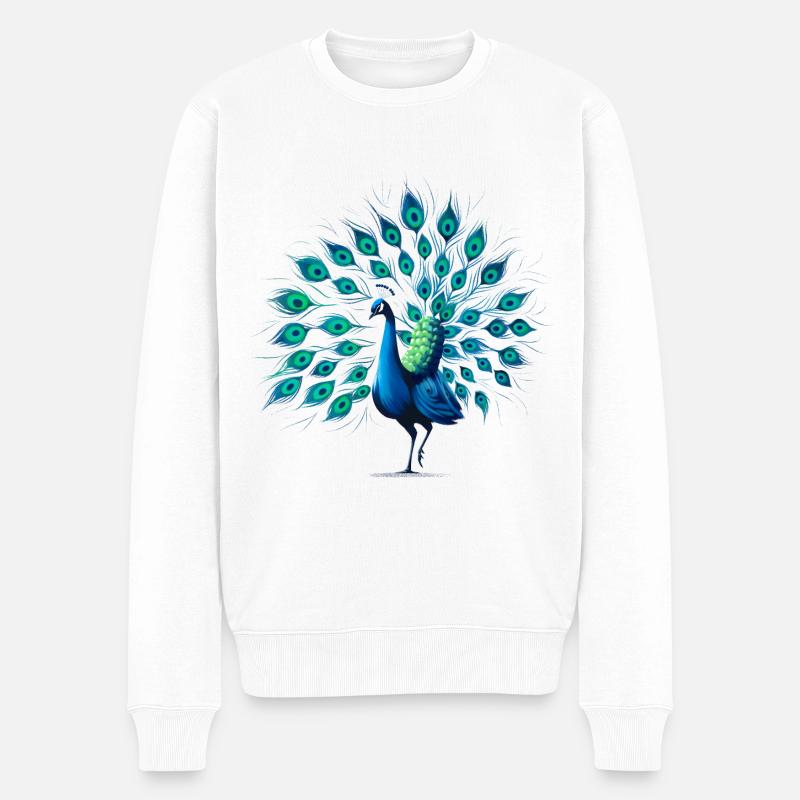 Pfau - Männer Premium Bio Pullover - Weiß