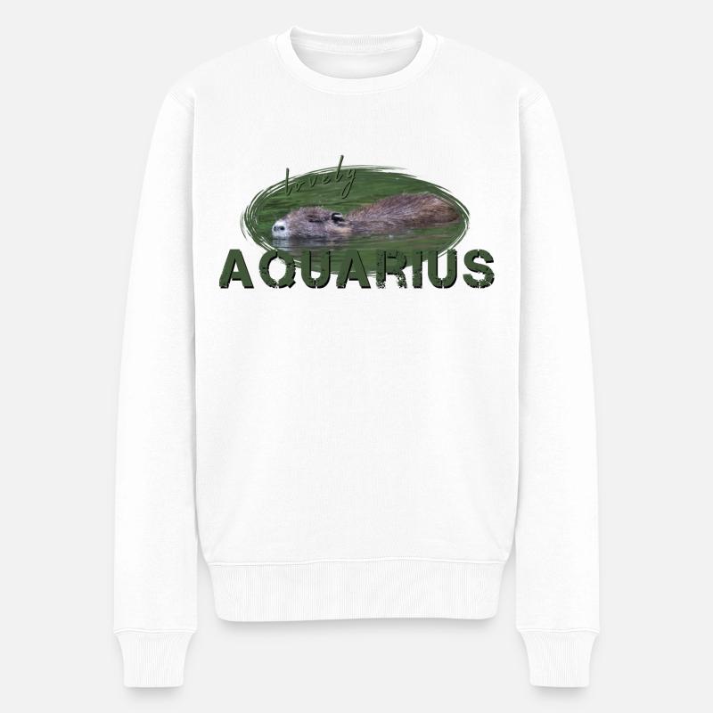Wassermann Sternzeichen Wassermann Aquarius - Männer Premium Bio Pullover - Weiß