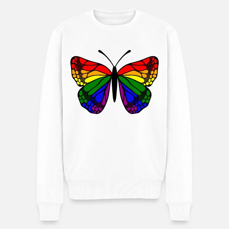 Regenbogenflagge - Männer Premium Bio Pullover - Weiß