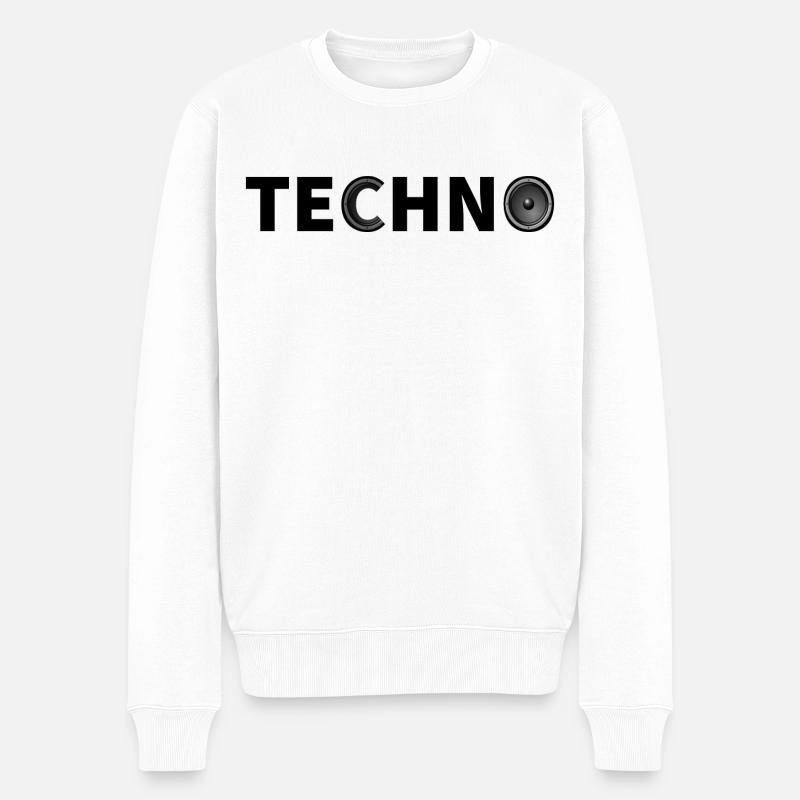 Techno Bass - Männer Premium Bio Pullover - Weiß
