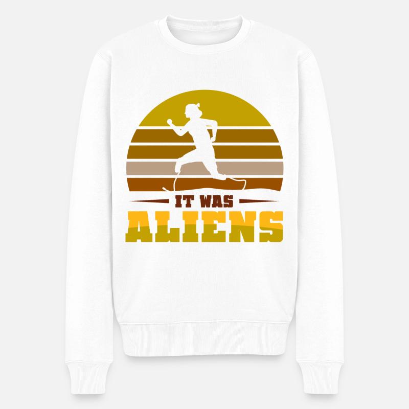 It was aliens - Männer Premium Bio Pullover - Weiß