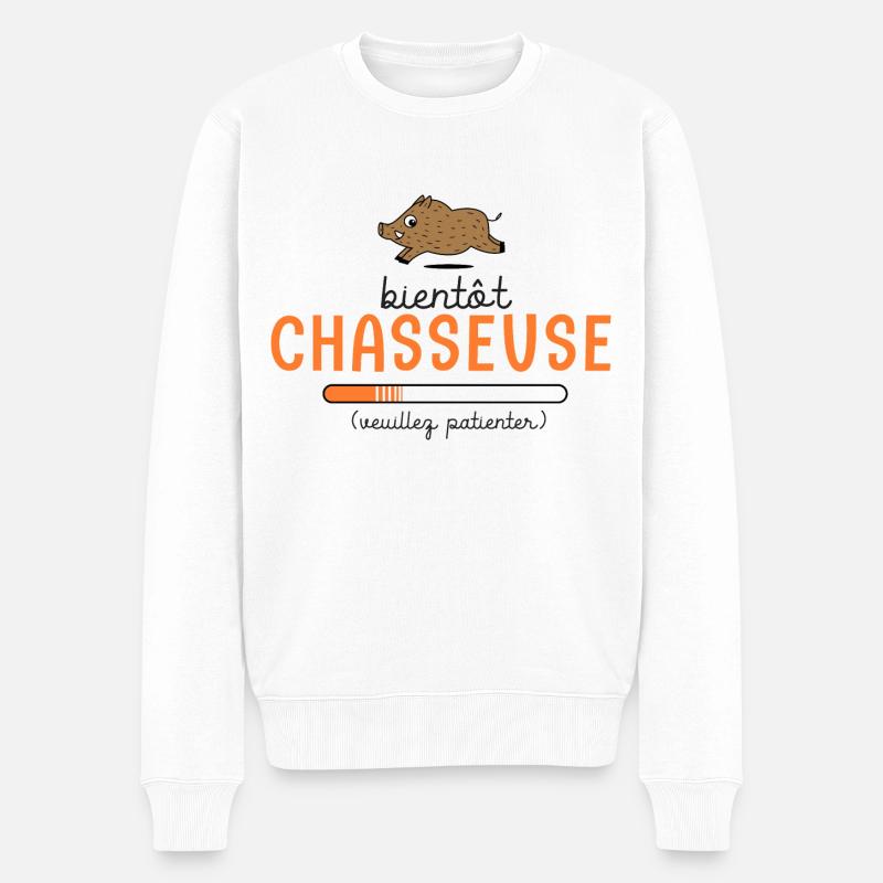 chasseur bientôt chasseuse chasseuses en cours - Pull Premium bio Homme - blanc
