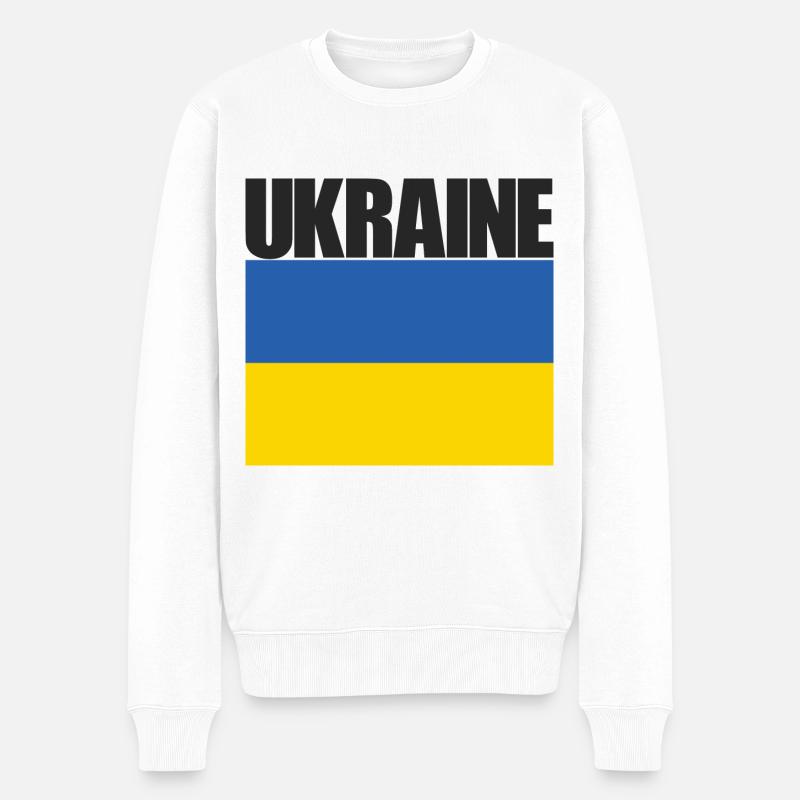 Ukraine, Le drapeau de l’Ukraine - Pull Premium bio Homme - blanc