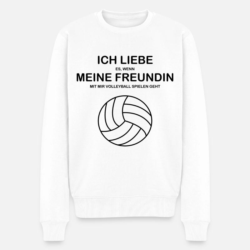 Ich liebe meine Freundin - Männer Premium Bio Pullover - Weiß