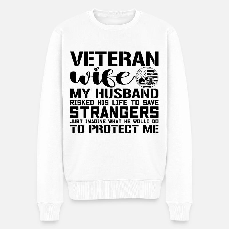 Veteranen-Ehefrau - Männer Premium Bio Pullover - Weiß