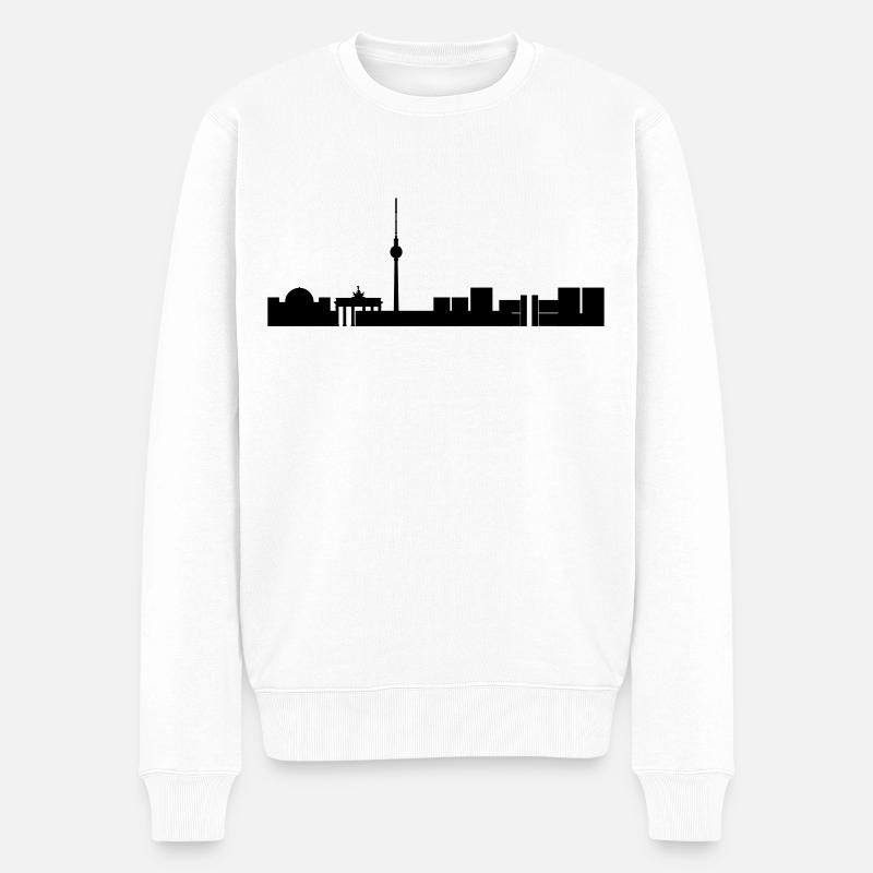 Berliner Skyline - Männer Premium Bio Pullover - Weiß