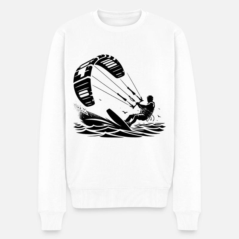 Kitesurf Kitesurfer Kiteboard - Pull Premium bio Homme - blanc