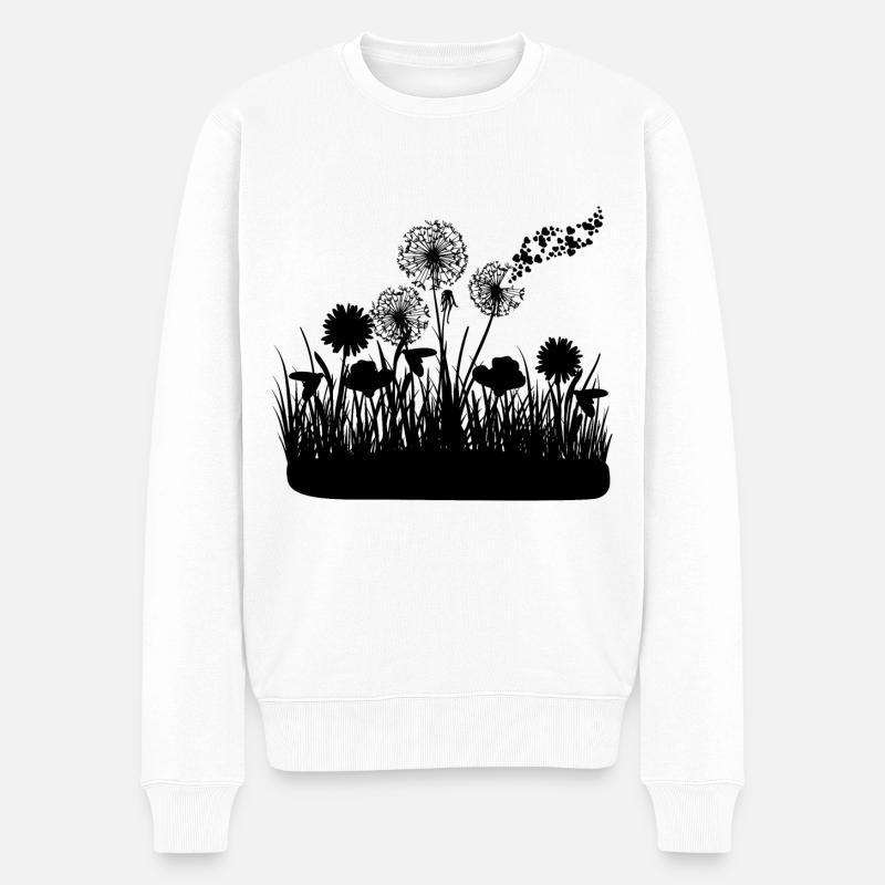Schmetterlingdesign Pusteblumen Wiese Herzen - Männer Premium Bio Pullover - Weiß