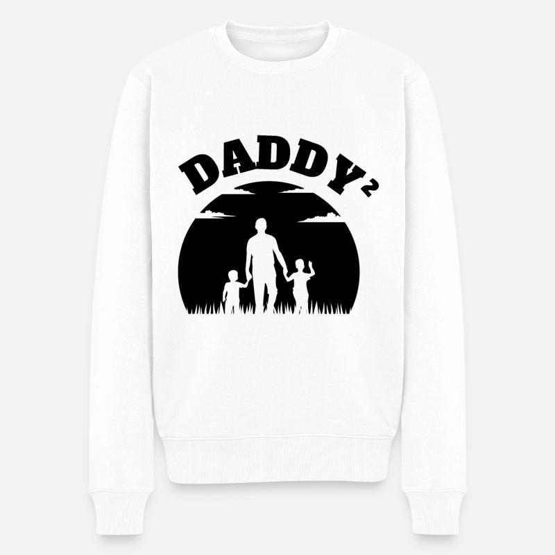 Proud Father Kid Boy Black - Männer Premium Bio Pullover - Weiß