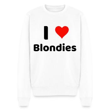 I LOVE BLONDIES - Männer Premium Bio Pullover - Weiß - Vorne - Thijin (182cm)