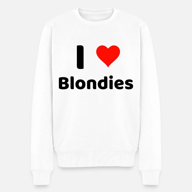 I LOVE BLONDIES - Männer Premium Bio Pullover - Weiß