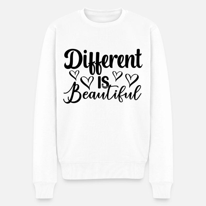 Different Is Beautiful - Männer Premium Bio Pullover - Weiß