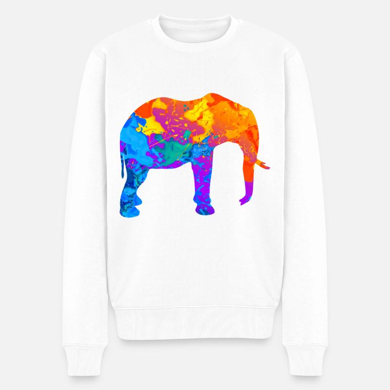 Elefant Elefanten Silhouette Geschenk - Männer Premium Bio Pullover - Weiß